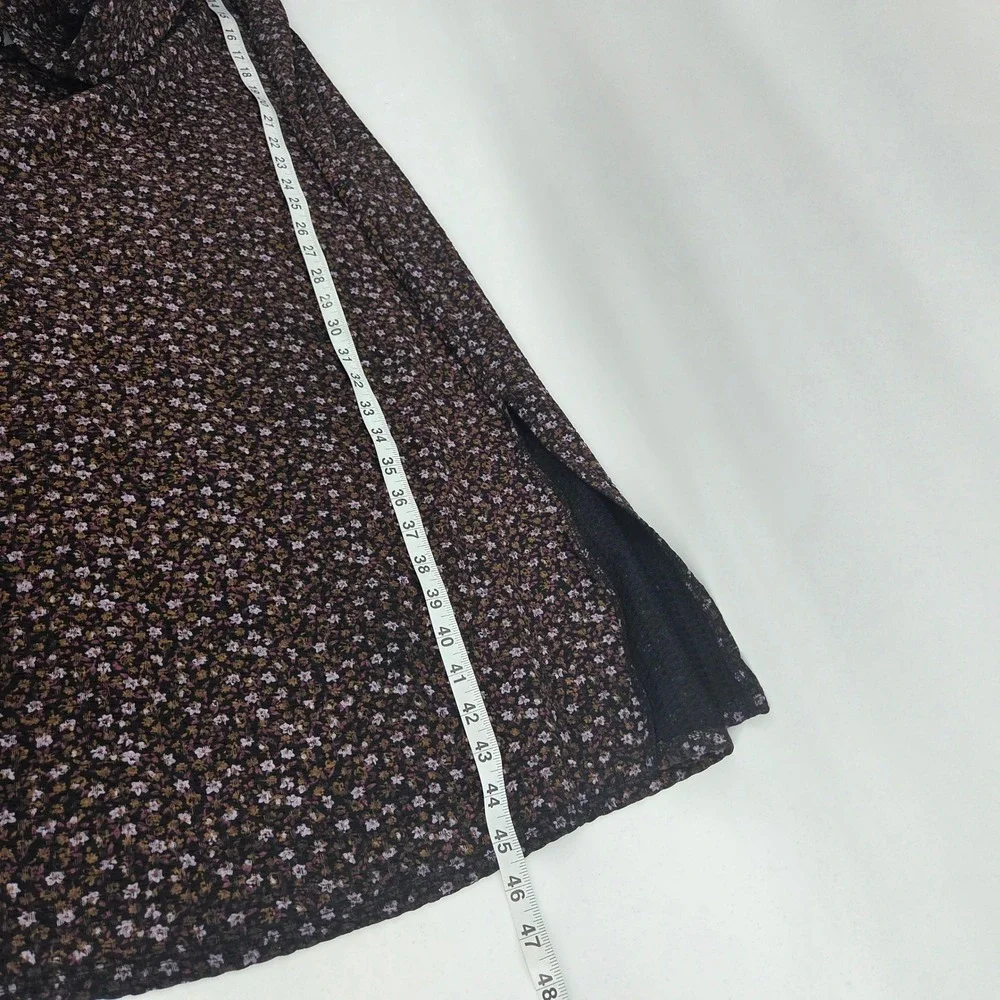 ASOS DESIGN Petite Midi Dress 10 Black Floral Puff Sleeve Boho Cottagecore - Picture 7 of 7
